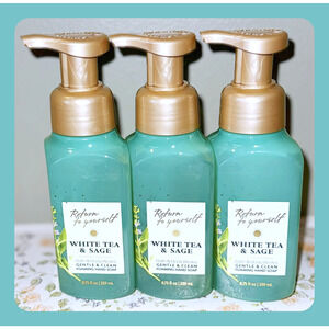 Bath & Body Works White Tea & Sage 8.75oz Gentle Clean Foaming Hand Soap x3